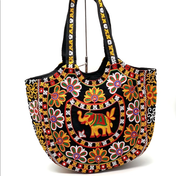 Elephant Tote Embroidered Mirror Shoulder Bag - Picture 4 of 8